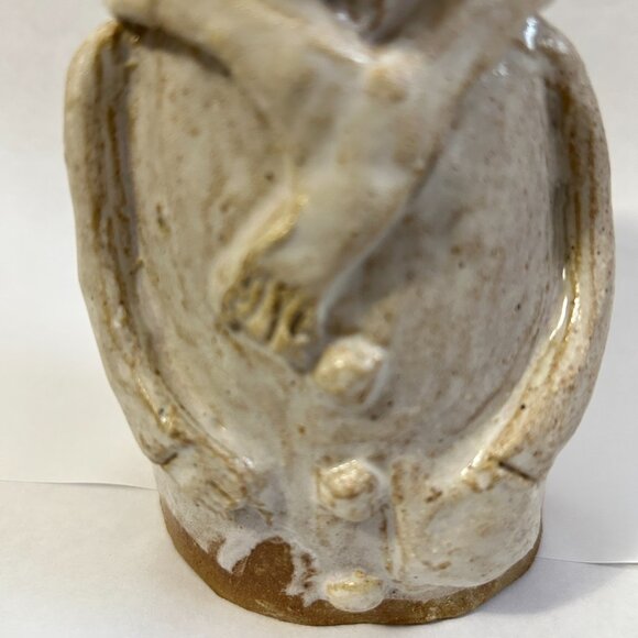 Handmade Glazed Clay Terracotta Man Figurine Sculpture Signed Folk Art Pottery - Picture 6 of 16